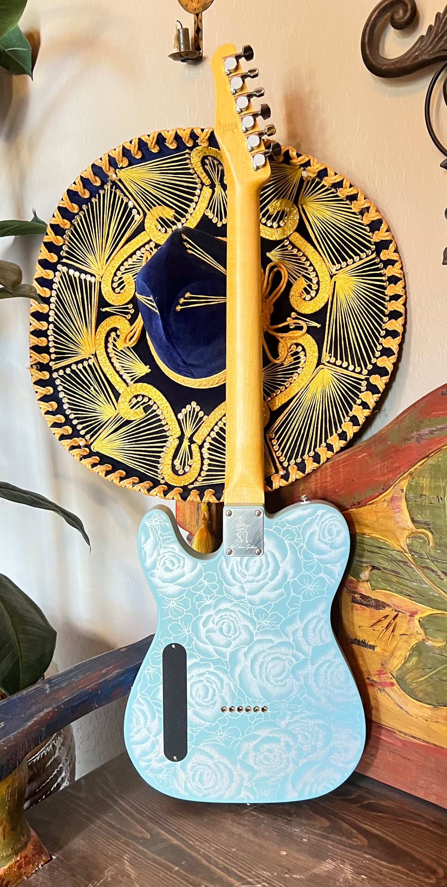 El Cabron™ Guitars Two Pickup T-Style "Blue Roses"