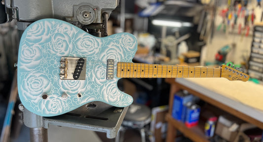 El Cabron™ Guitars Two Pickup T-Style "Blue Roses"