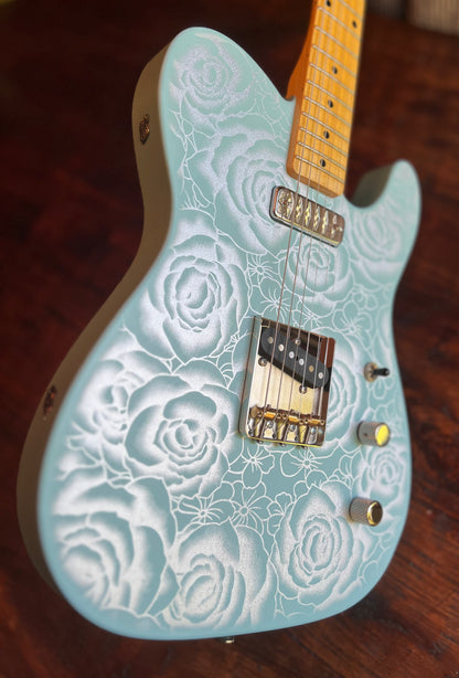 El Cabron™ Guitars Two Pickup T-Style "Blue Roses"