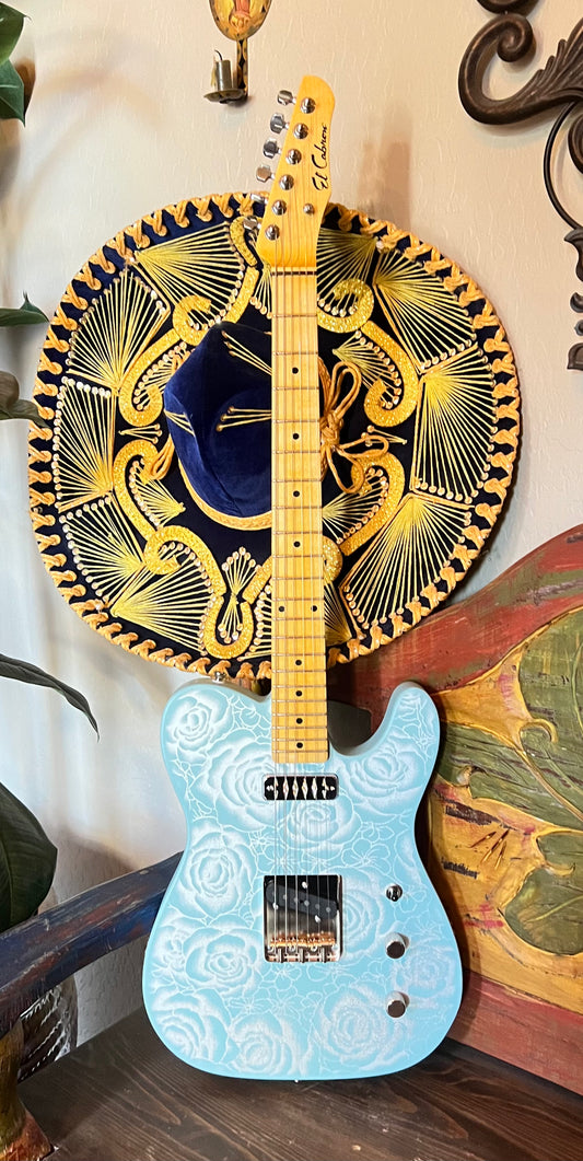 El Cabron™ Guitars Two Pickup T-Style "Blue Roses"