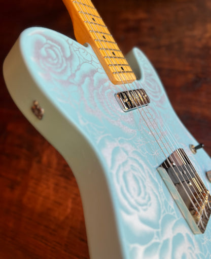 El Cabron™ Guitars Two Pickup T-Style "Blue Roses"