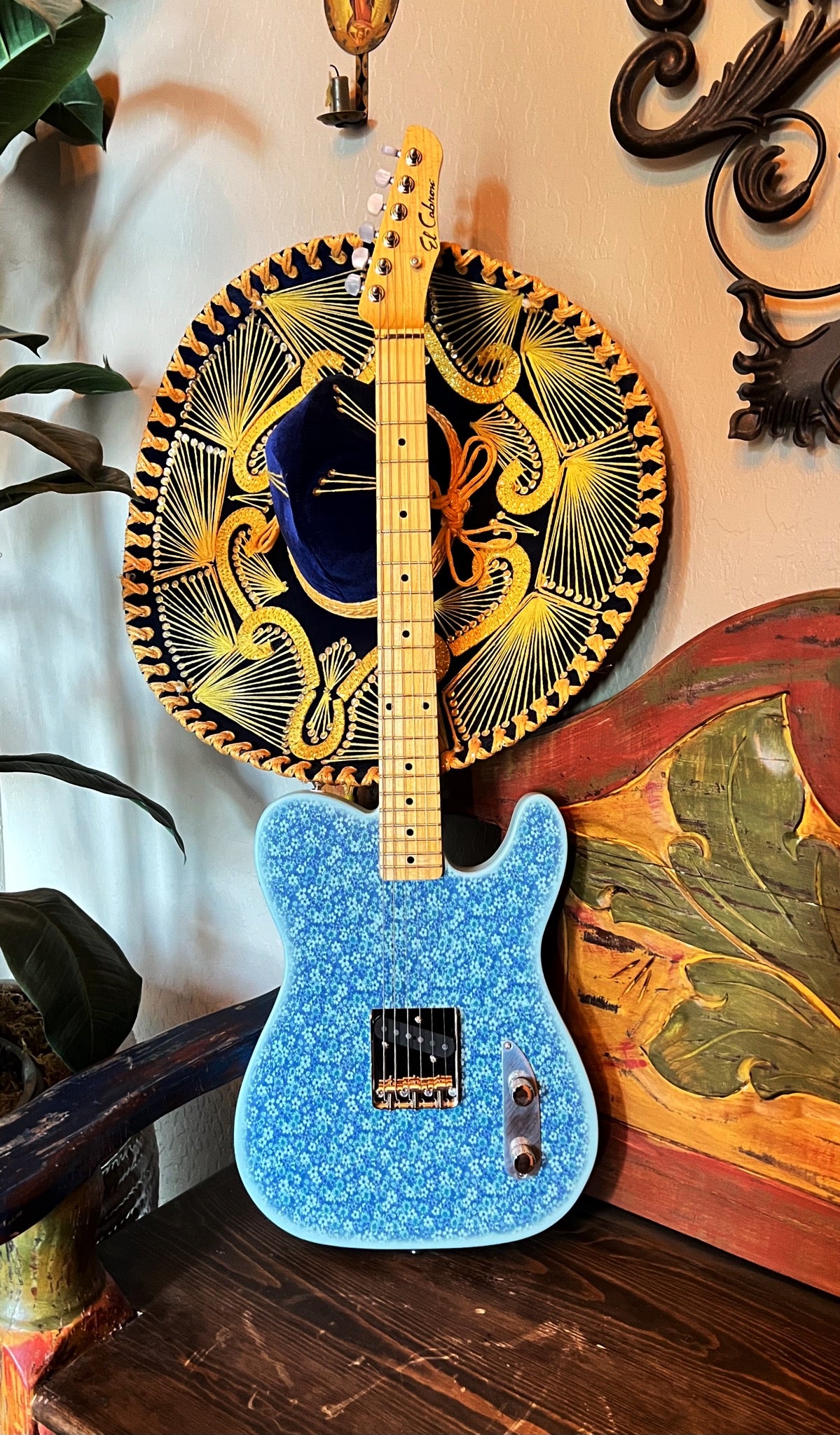 El Cabron™ Guitars Custom Esquire "Blue Flowers"
